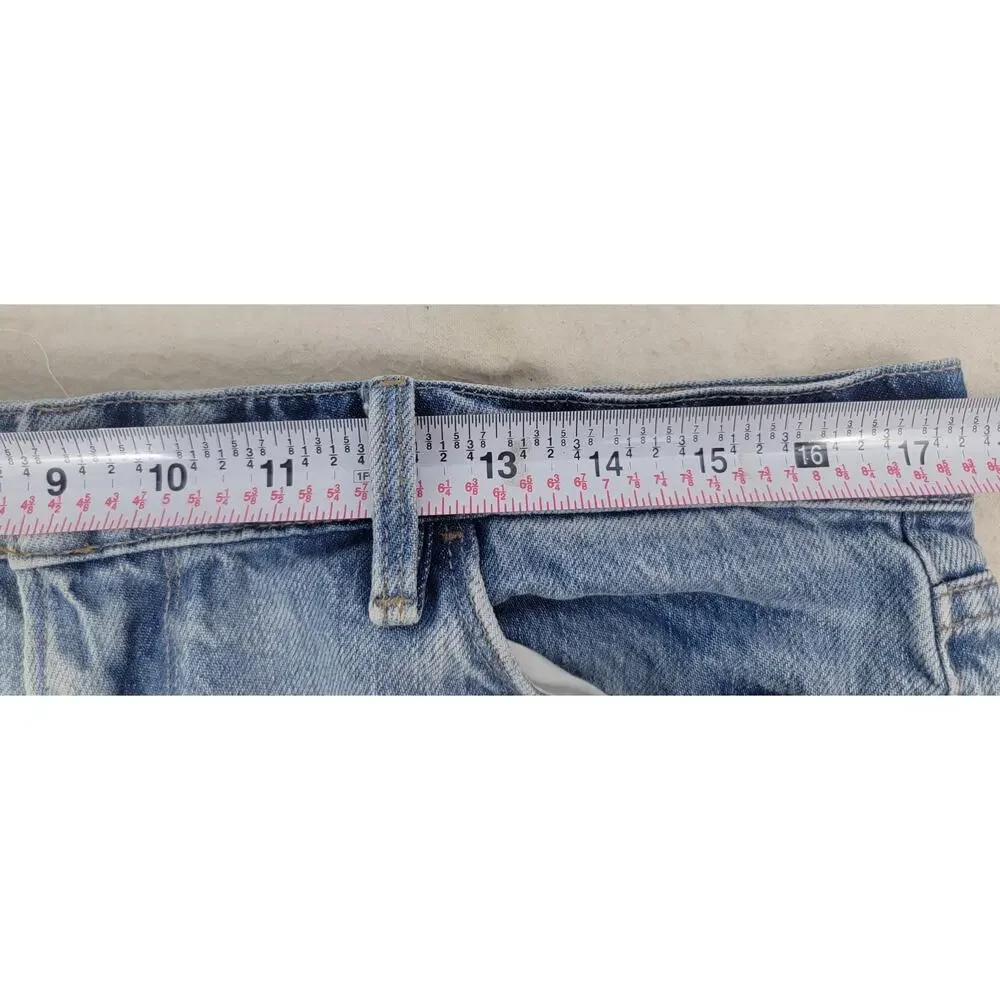FRAME Le Garcon Crop Jeans Light Wash Distressed Raw Hem 28